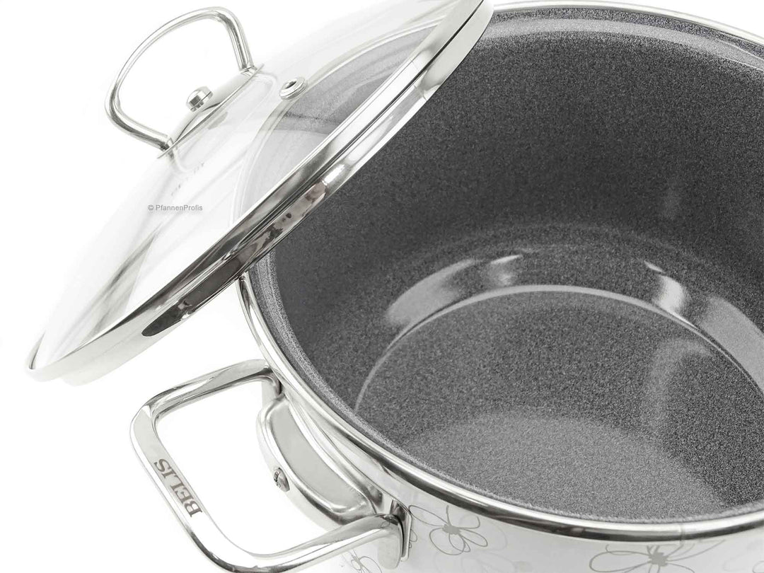 BELIS Stahl-Emaille Kochtopf PREMIUM 18 cm WEISS