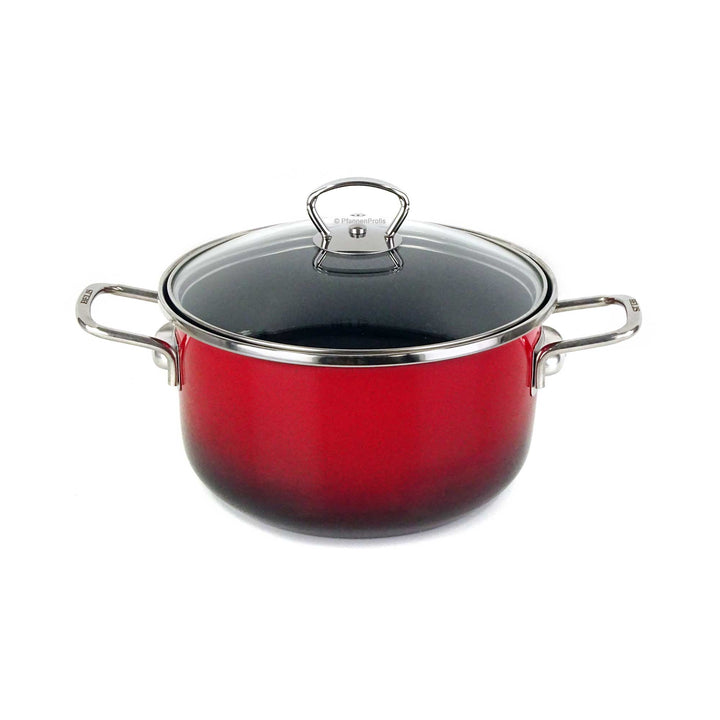 BELIS Stahl-Emaille Kochtopf PREMIUM 20 cm ROT