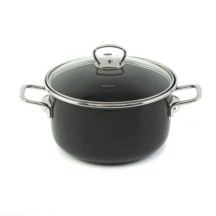 BELIS Stahl-Emaille Kochtopf PREMIUM 20 cm SCHWARZ