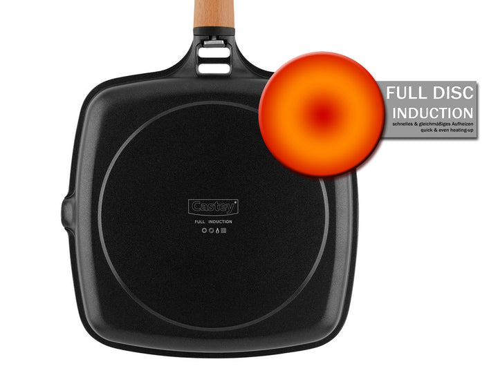 CASTEY Alu Guss Grillpfanne CLASSIC 27 x 27 cm abnehmbarer Griff Induktion