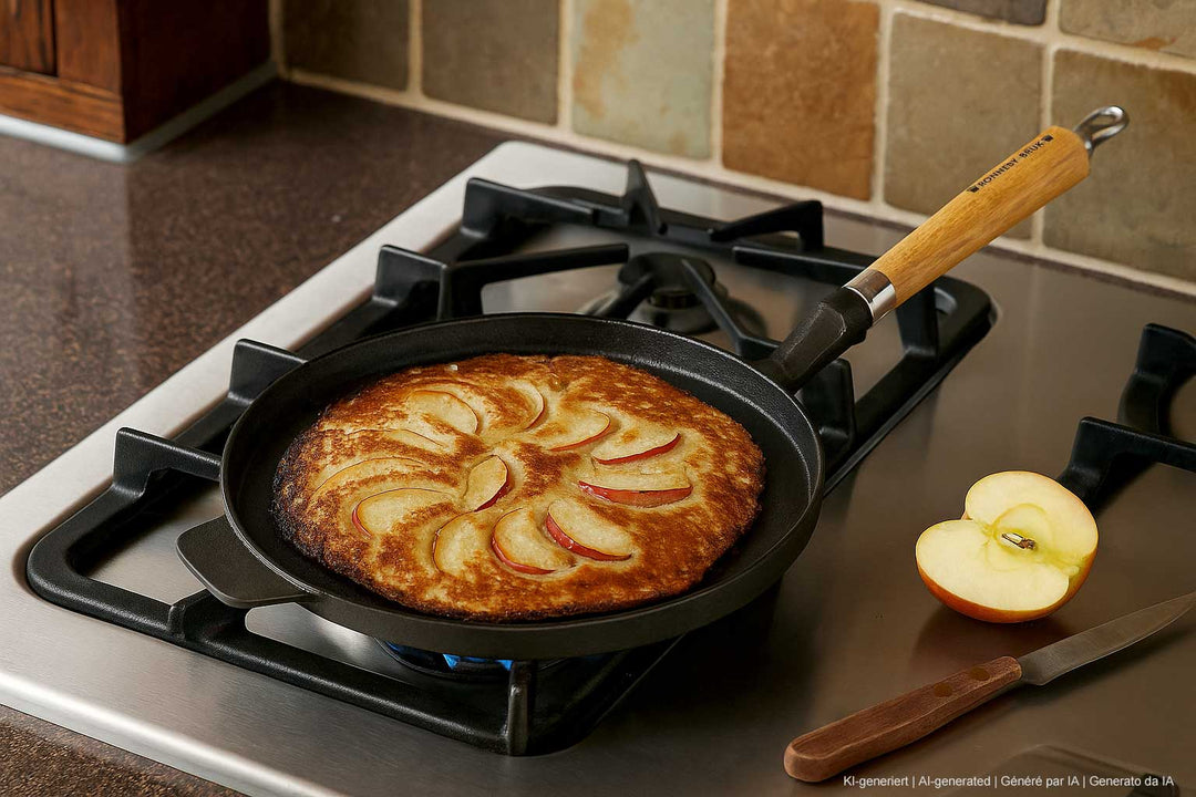 RONNEBY BRUK Gusseisen Pfannkuchenpfanne MAESTRO 24 cm Eichenholzgriff, schon eingebrannt