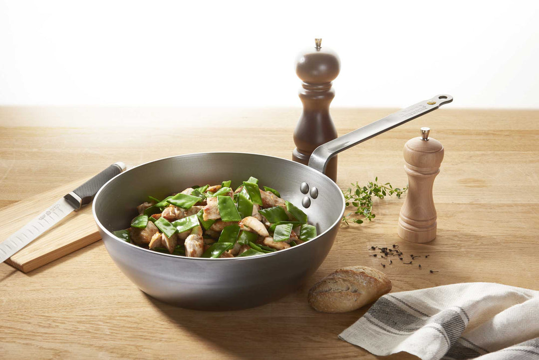 DE BUYER Bauernpfanne MINERAL B 24 cm Sauteuse Schwenkpfanne Eisenpfanne hoch