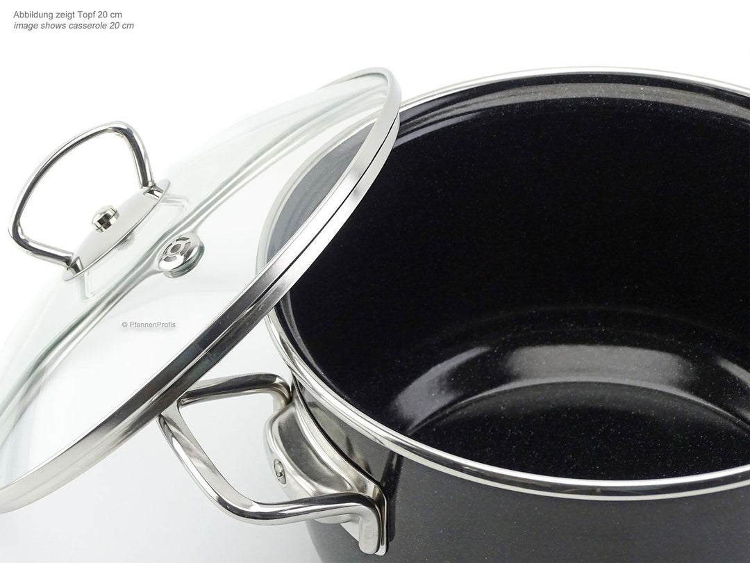 BELIS Stahl-Emaille Kochtopf PREMIUM 24 cm SCHWARZ