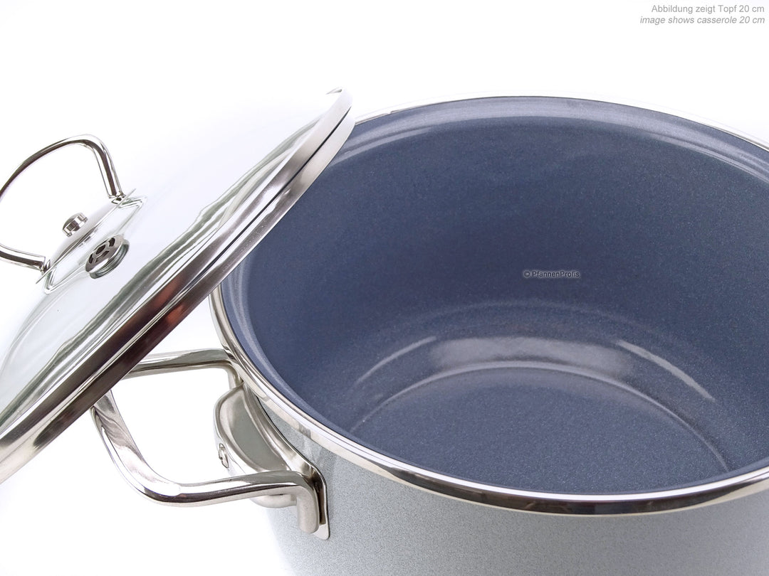 BELIS Stahl-Emaille Kochtopf PREMIUM 20 cm GRAU